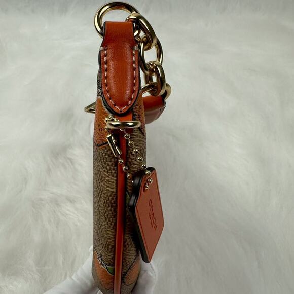 Coach Mini Payton Bag In Signature Canvas With Orange Print In Tan CBA78 NWT - Picture 4 of 9